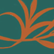 Teal icon with brown leaves